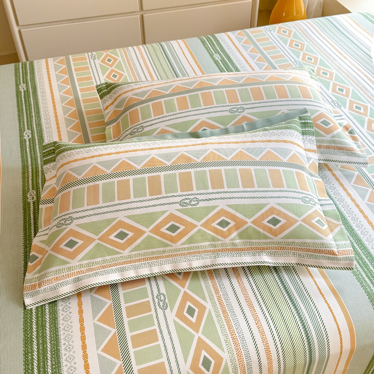 91家纺网 家纺一手货源 找家纺 木易家居 2026新款原棉老粗布床单凉席三件套 佩里斯