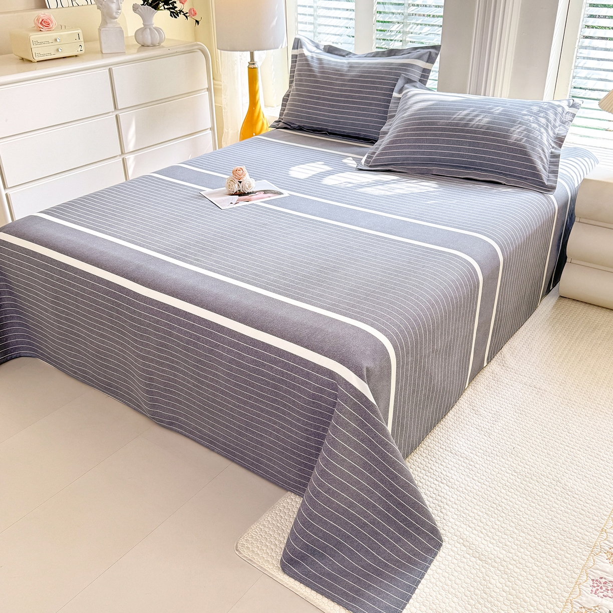 91家纺网 家纺一手货源 找家纺 木易 2026新款原棉老粗布床单凉席三件套 威廉