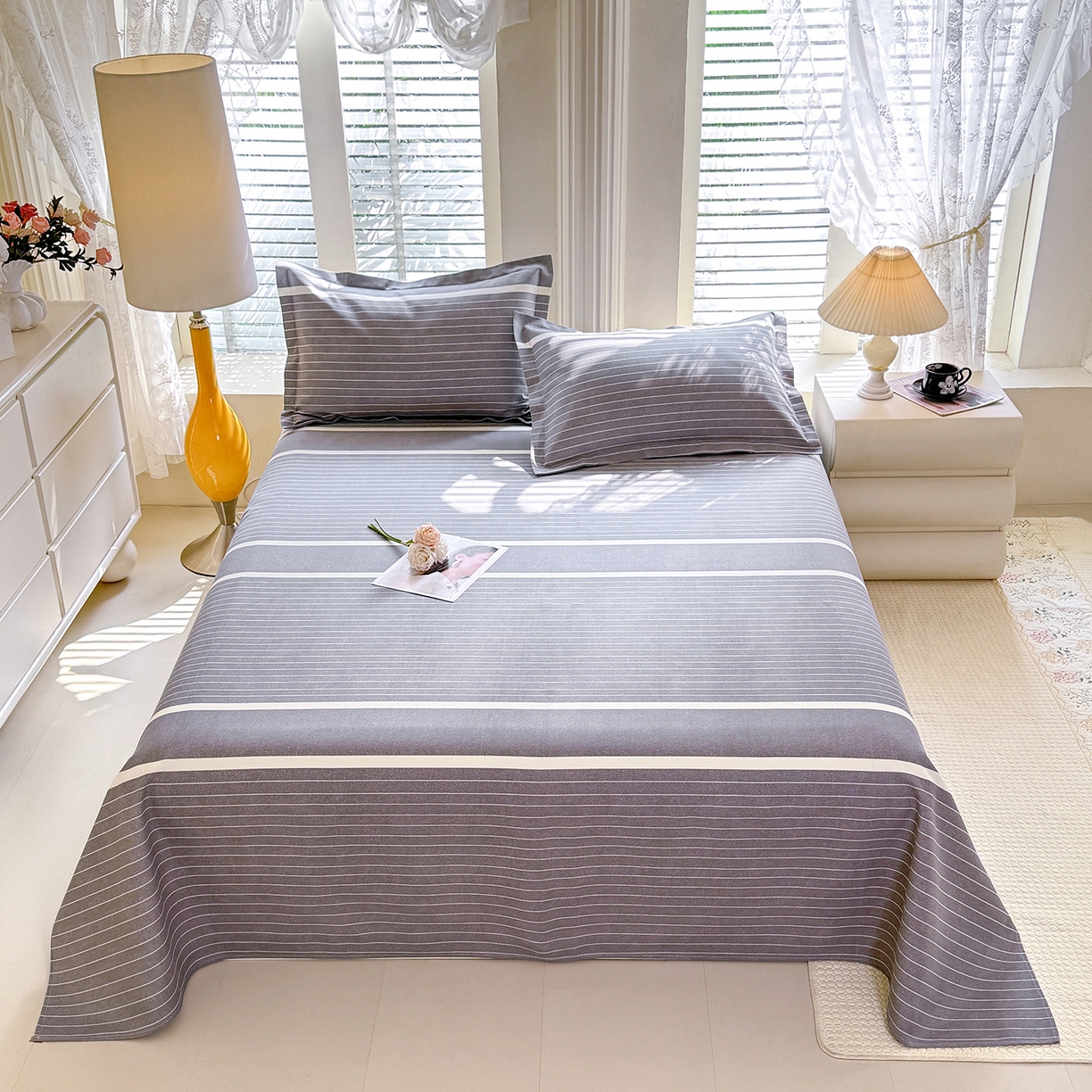 91家纺网 家纺一手货源 找家纺 木易 2026新款原棉老粗布床单凉席三件套 威廉