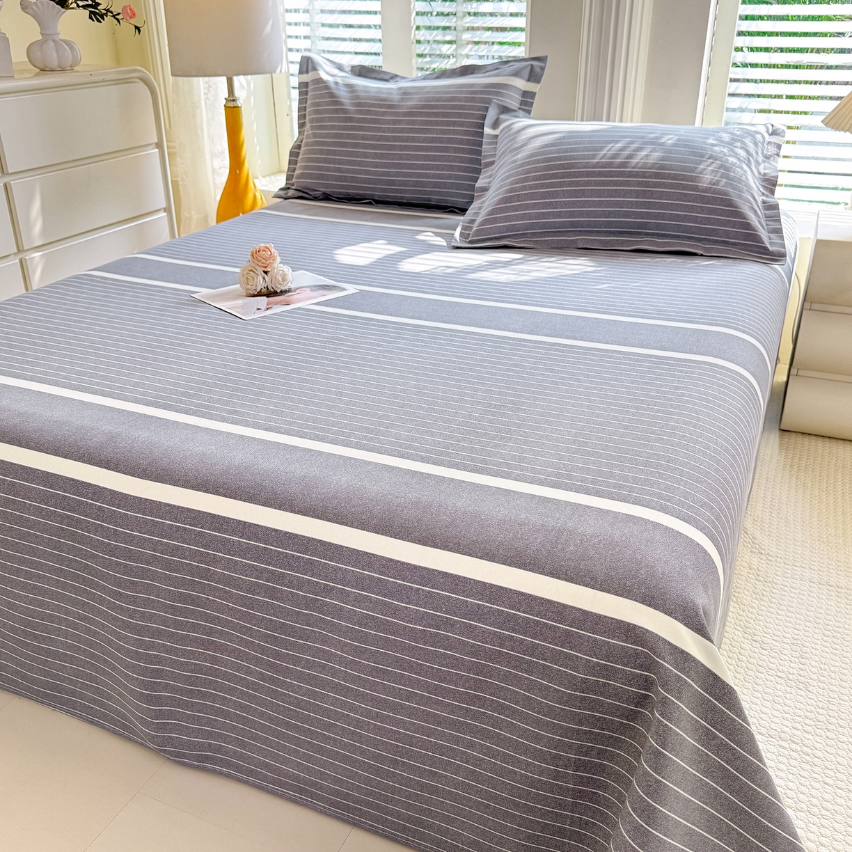 91家纺网 家纺一手货源 找家纺 木易 2026新款原棉老粗布床单凉席三件套 威廉