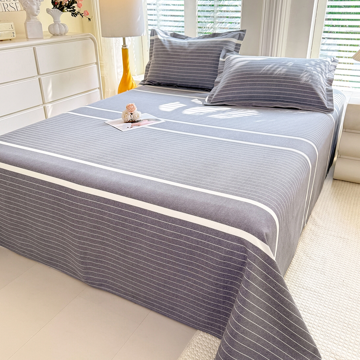 91家纺网 家纺一手货源 找家纺 木易 2026新款原棉老粗布床单凉席三件套 威廉