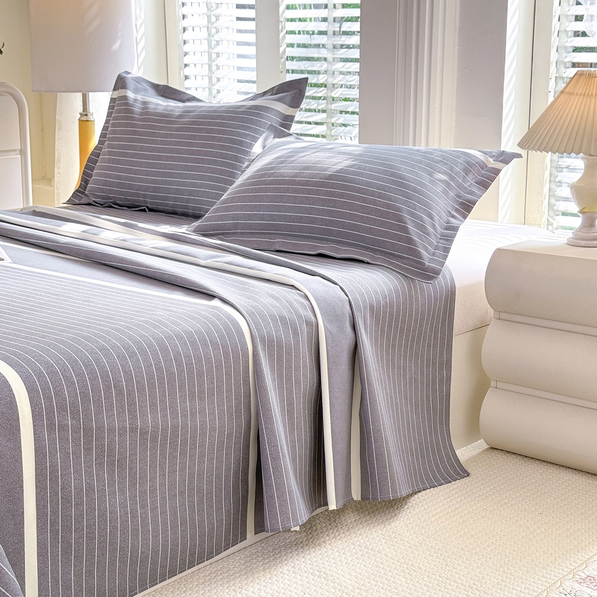 91家纺网 家纺一手货源 找家纺 木易 2026新款原棉老粗布床单凉席三件套 威廉