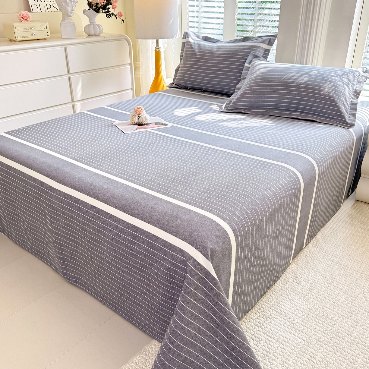 91家纺网 家纺一手货源 找家纺 木易 2026新款原棉老粗布床单凉席三件套 威廉