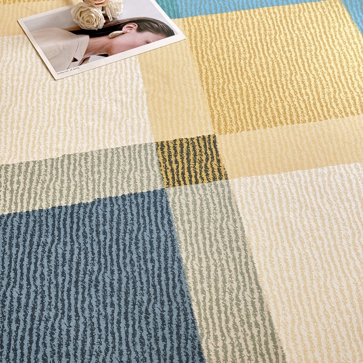 91家纺网 家纺一手货源 找家纺 木易 2026新款原棉老粗布床单凉席三件套 幸运格