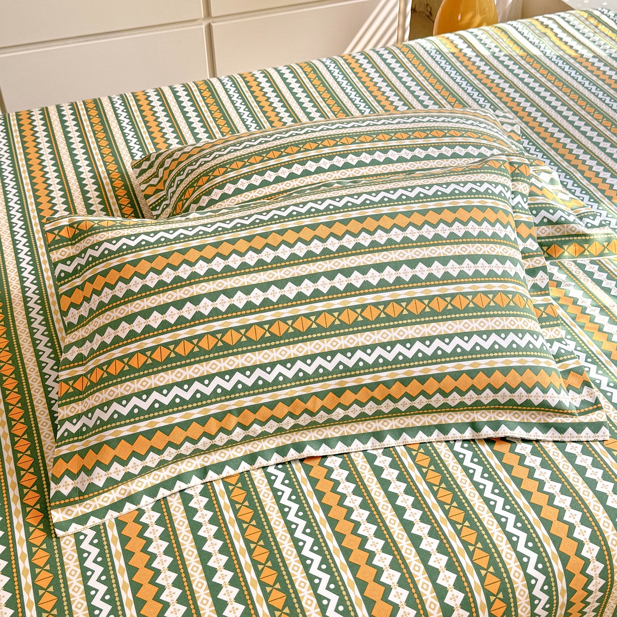 91家纺网 家纺一手货源 找家纺 木易家居 2026新款原棉老粗布床单凉席三件套 雅梦静