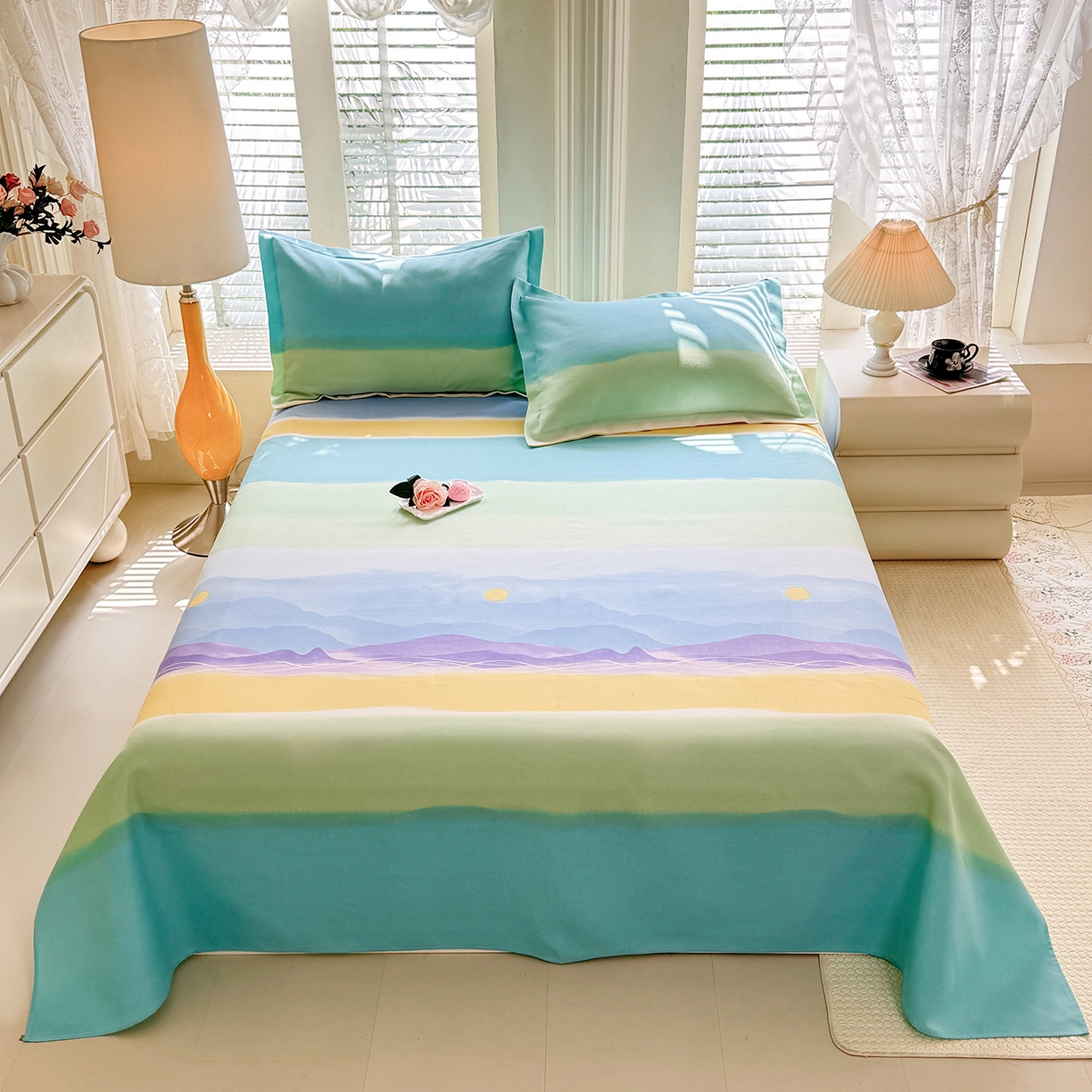 91家纺网 家纺一手货源 找家纺 木易家居 2026新款原棉老粗布床单凉席三件套 追影