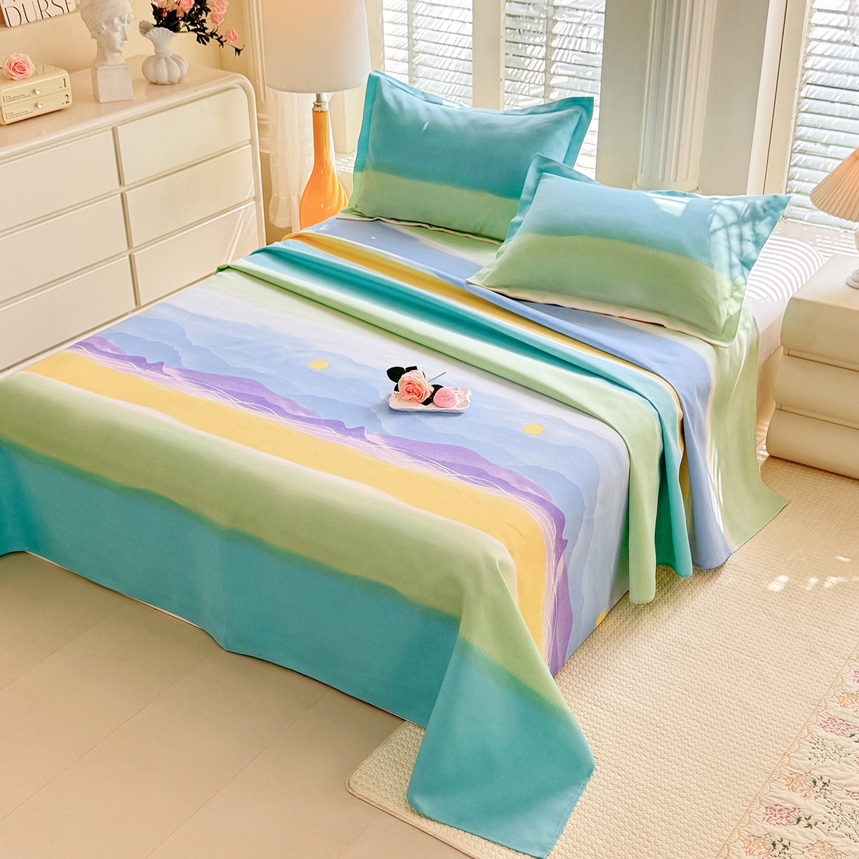 91家纺网 家纺一手货源 找家纺 木易家居 2026新款原棉老粗布床单凉席三件套 追影