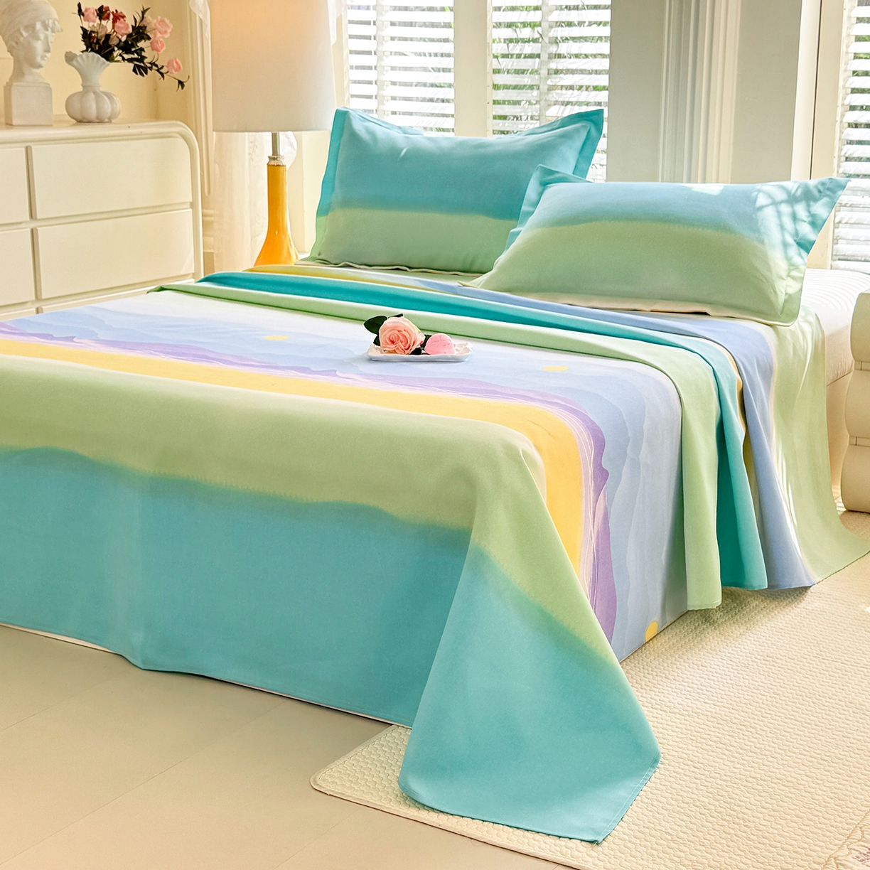 91家纺网 家纺一手货源 找家纺 木易家居 2026新款原棉老粗布床单凉席三件套 追影