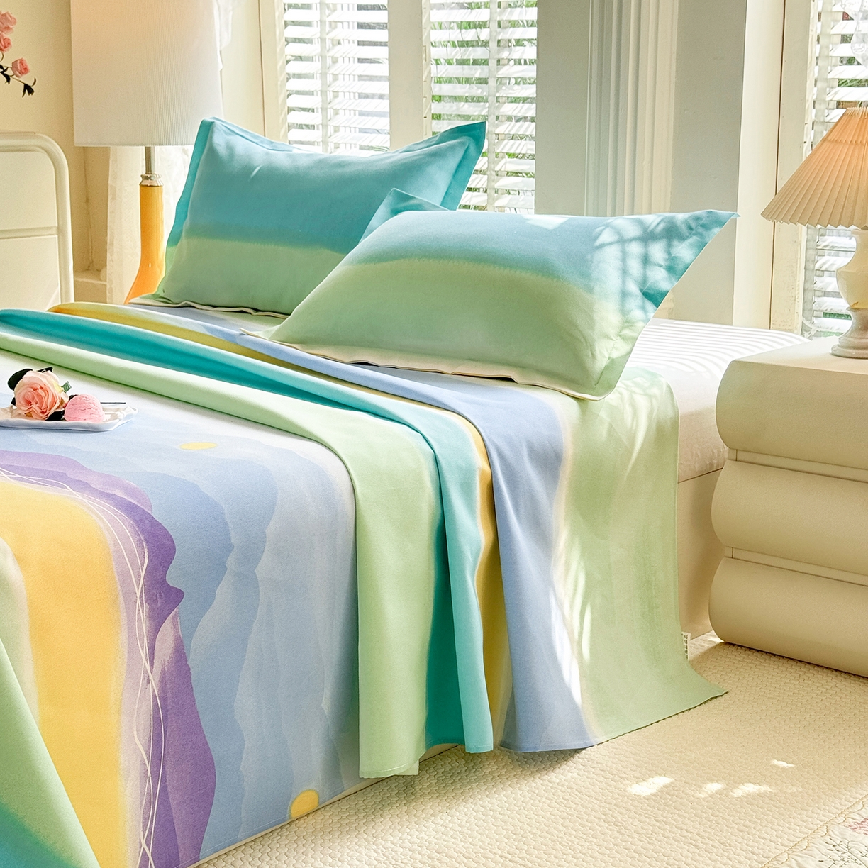 91家纺网 家纺一手货源 找家纺 木易家居 2026新款原棉老粗布床单凉席三件套 追影