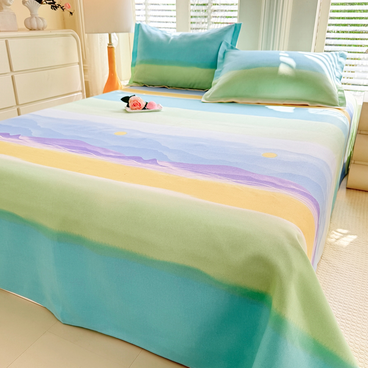 91家纺网 家纺一手货源 找家纺 木易家居 2026新款原棉老粗布床单凉席三件套 追影