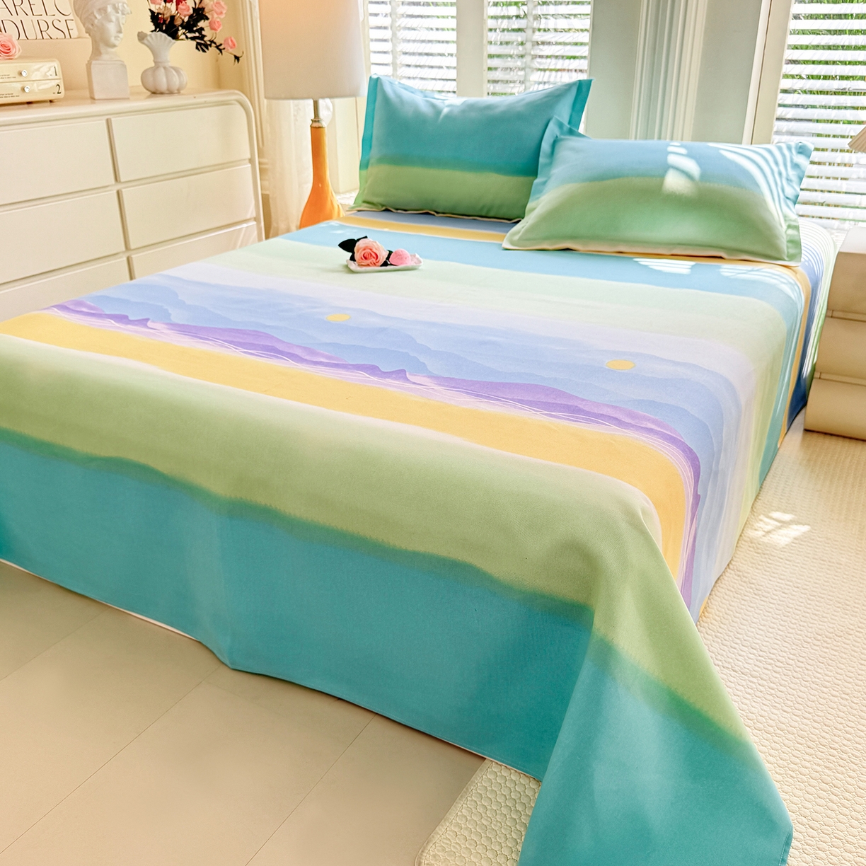 91家纺网 家纺一手货源 找家纺 木易家居 2026新款原棉老粗布床单凉席三件套 追影