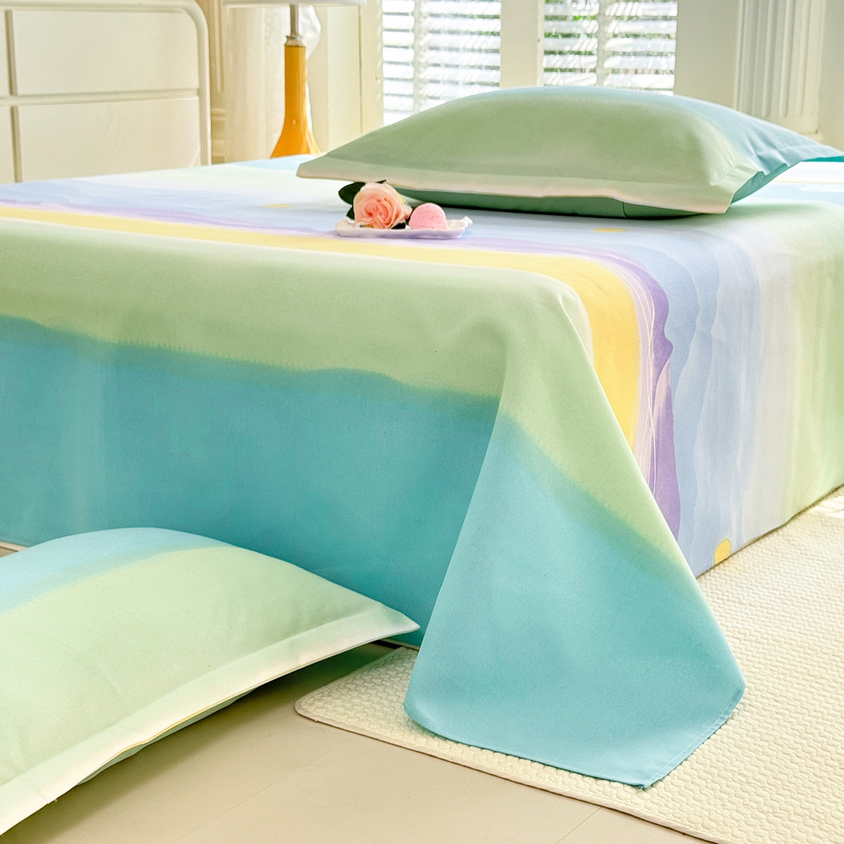 91家纺网 家纺一手货源 找家纺 木易家居 2026新款原棉老粗布床单凉席三件套 追影