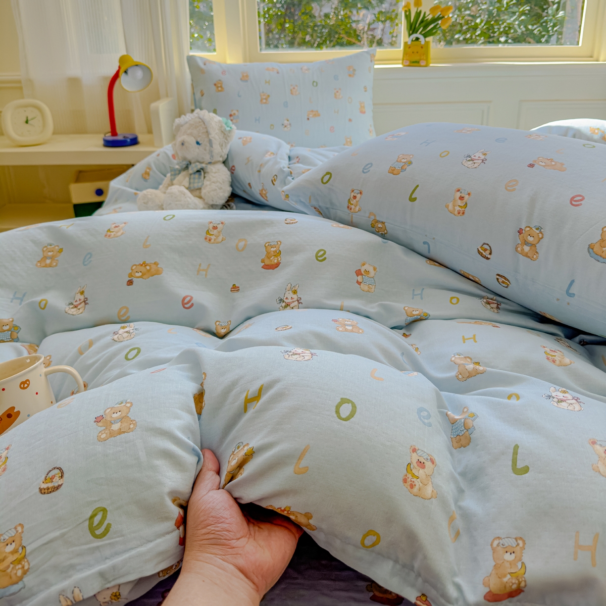 91家纺网 家纺一手货源 找家纺 感遇家纺 2026春夏新款双层纱全棉纯棉系列四件套-第一批 贝贝熊