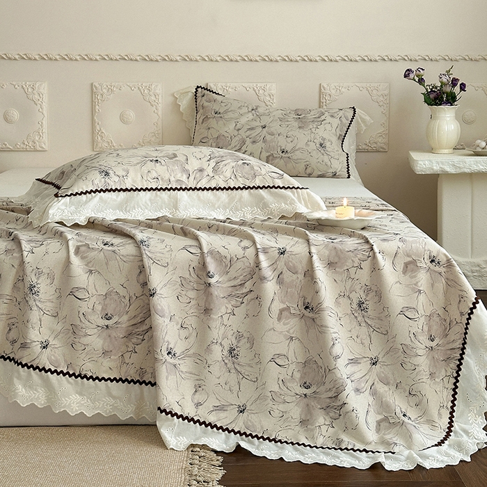 91家纺网 家纺一手货源 找家纺 乐朵家居 2026新款棉麻老粗布三件套 风墨