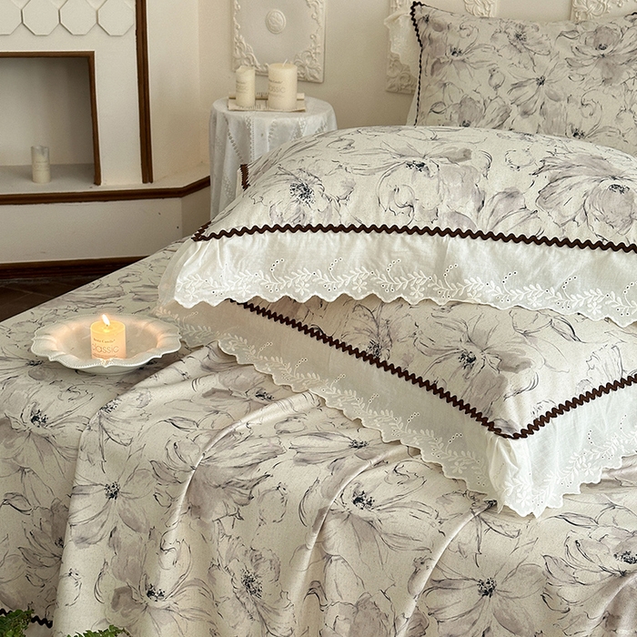 91家纺网 家纺一手货源 找家纺 乐朵家居 2026新款棉麻老粗布三件套 风墨