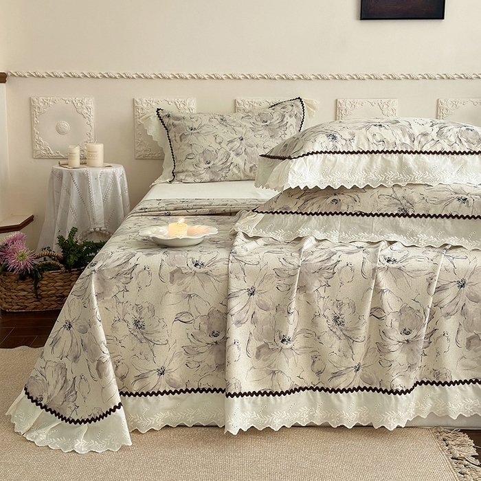 91家纺网 家纺一手货源 找家纺 乐朵家居 2026新款棉麻老粗布三件套 风墨