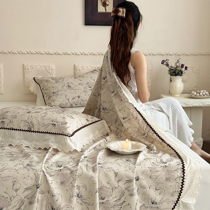 91家纺网 家纺一手货源 找家纺 乐朵家居 2026新款棉麻老粗布三件套 风墨