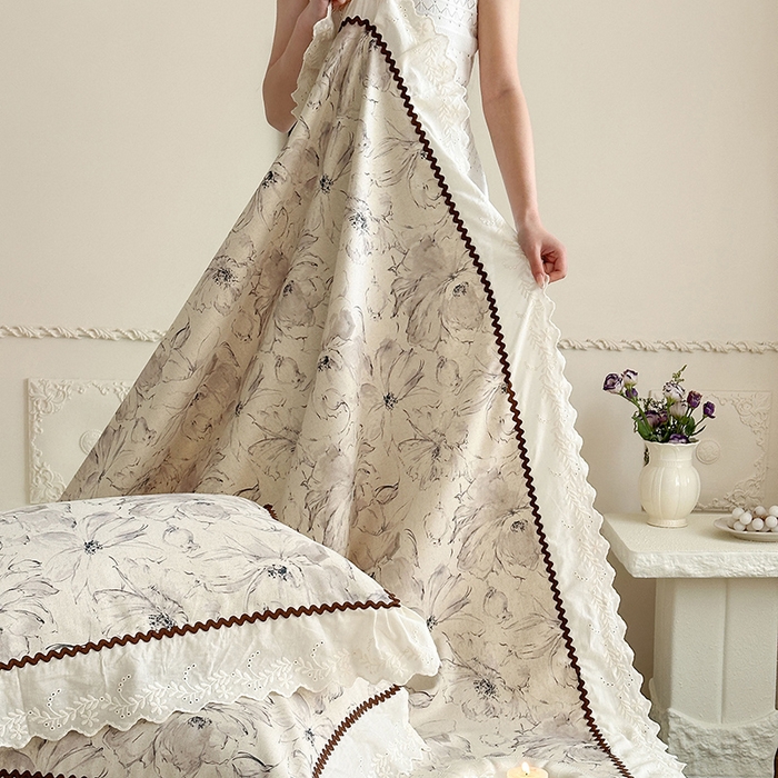 91家纺网 家纺一手货源 找家纺 乐朵家居 2026新款棉麻老粗布三件套 风墨