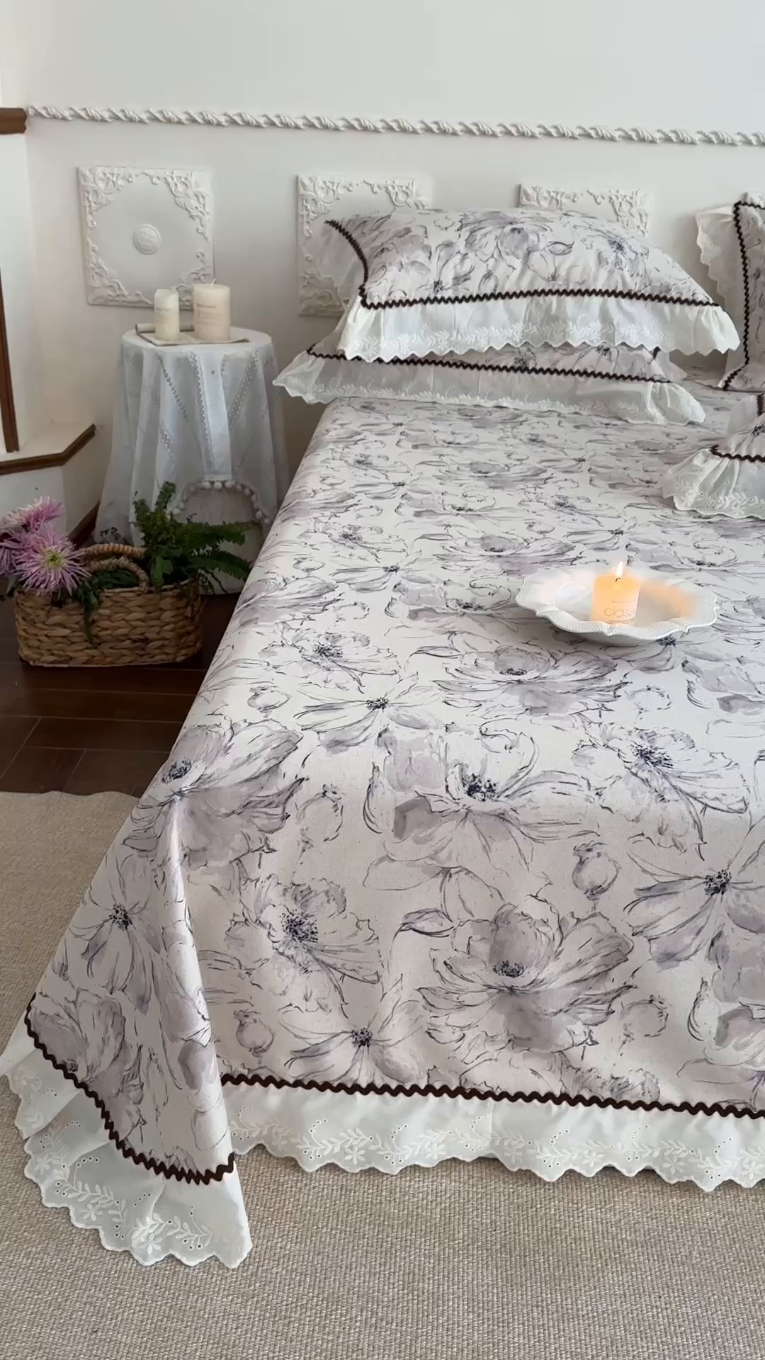 91家纺网 家纺一手货源 找家纺 乐朵家居 2026新款棉麻老粗布三件套 风墨