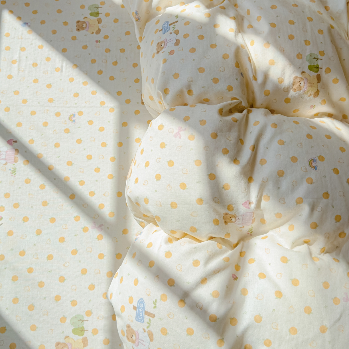 91家纺网 家纺一手货源 找家纺 感遇家纺 2026春夏新款双层纱全棉纯棉系列四件套-第一批 橙子小熊