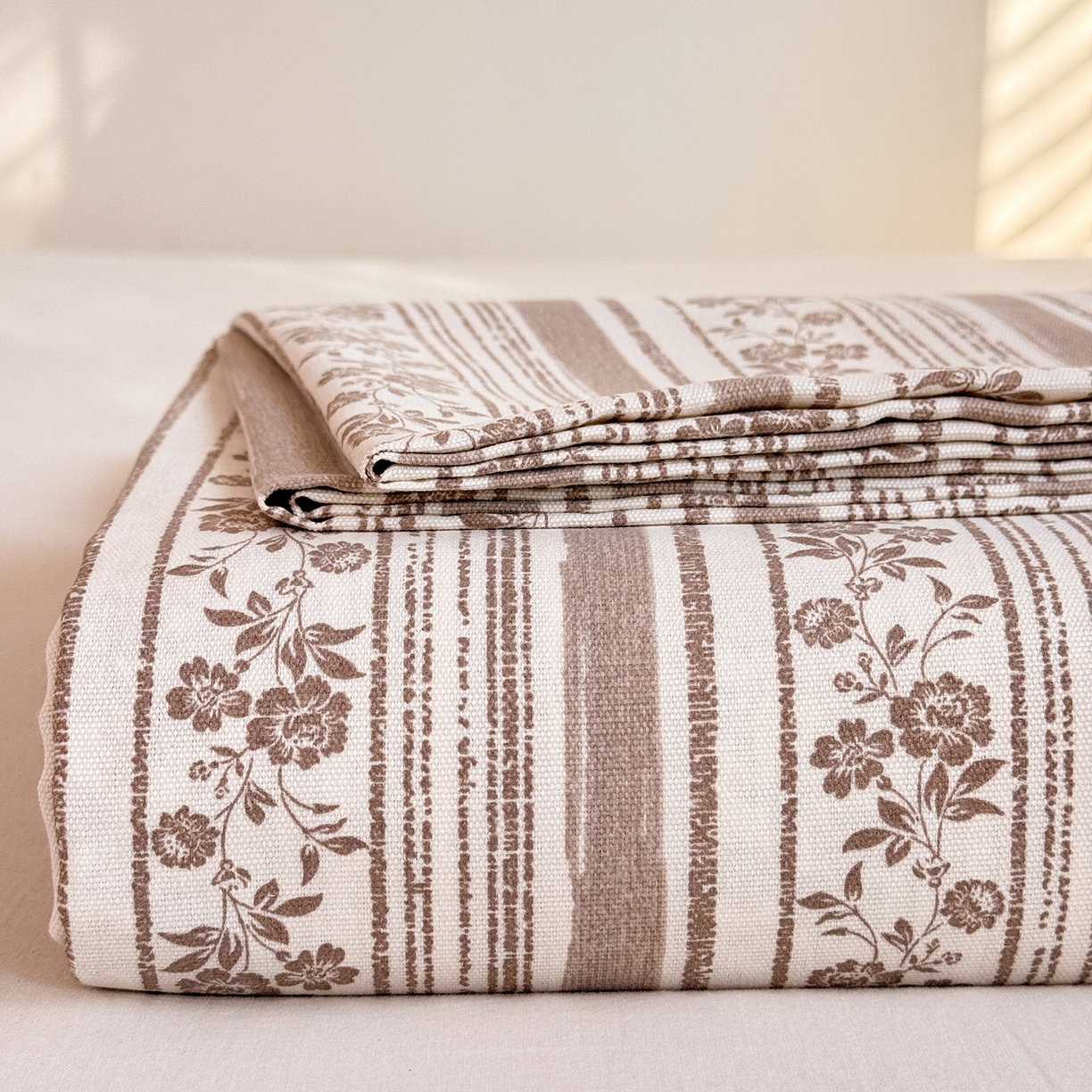 木易家居 2026新款原棉老粗布床单凉席三件套 迷梦花语