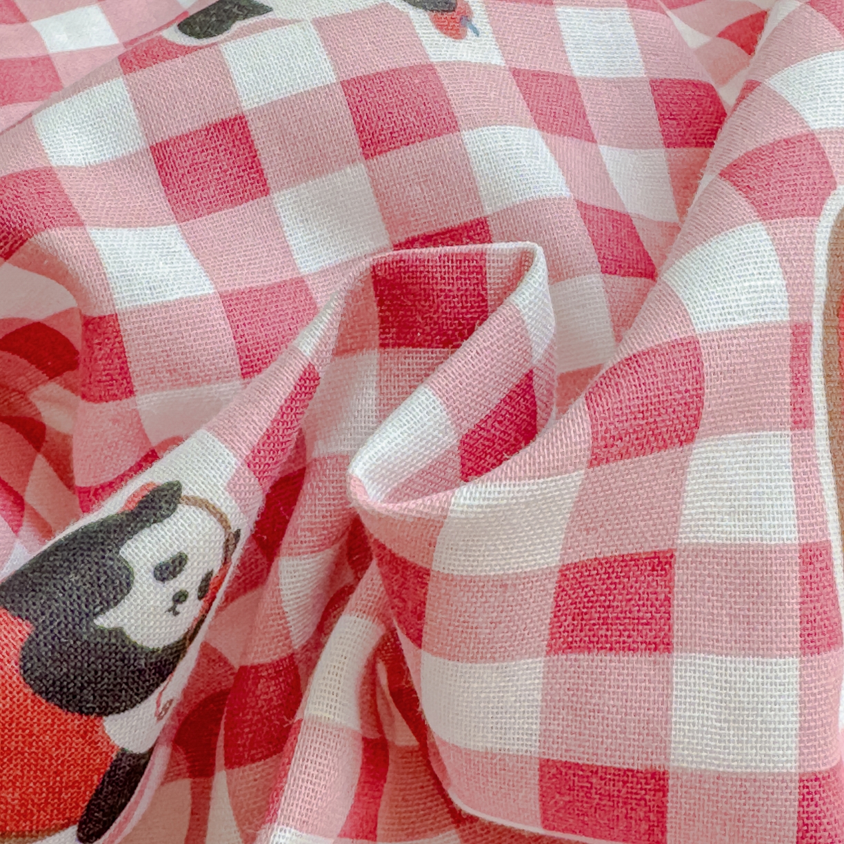 91家纺网 家纺一手货源 找家纺 感遇家纺 2026春夏新款双层纱全棉纯棉系列四件套-第一批 红格熊猫