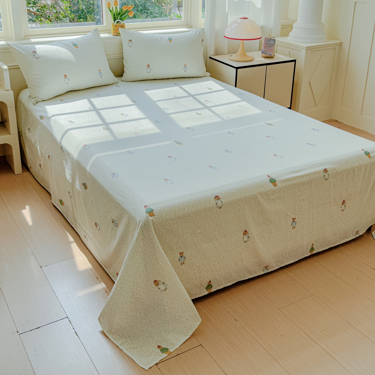 91家纺网 家纺一手货源 找家纺 感遇家纺 2026春夏新款双层纱全棉纯棉系列四件套-第一批 花枝兔