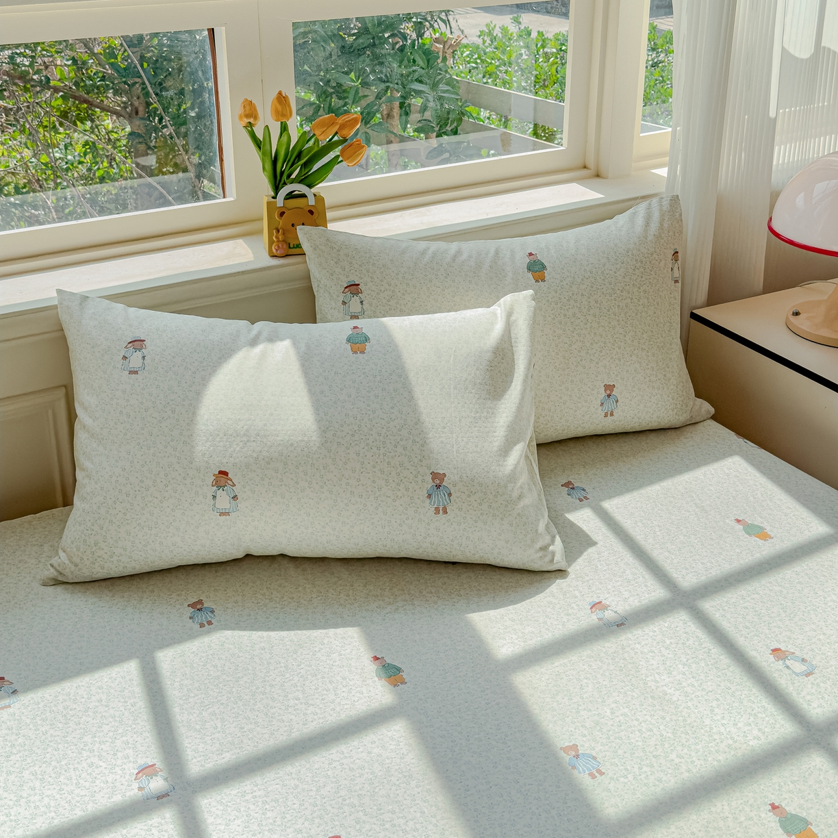 91家纺网 家纺一手货源 找家纺 感遇家纺 2026春夏新款双层纱全棉纯棉系列四件套-第一批 花枝兔