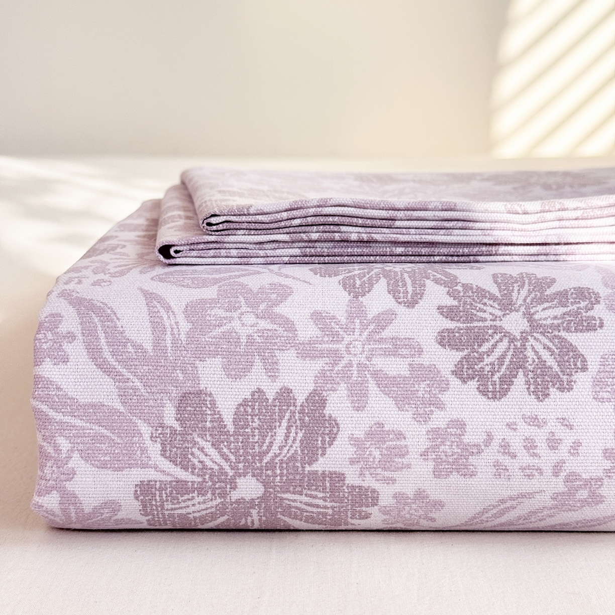 木易家居 2026新款原棉老粗布床单凉席三件套 初恋旋律-紫