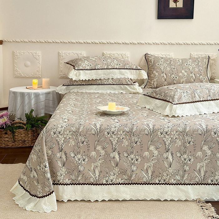 91家纺网 家纺一手货源 找家纺 乐朵家居 2026新款棉麻老粗布三件套 洛思