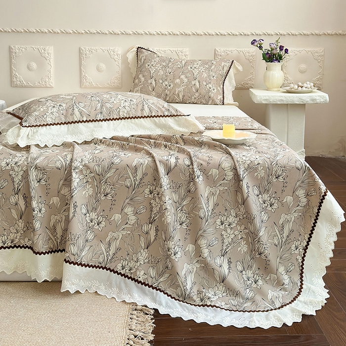 91家纺网 家纺一手货源 找家纺 乐朵家居 2026新款棉麻老粗布三件套 洛思