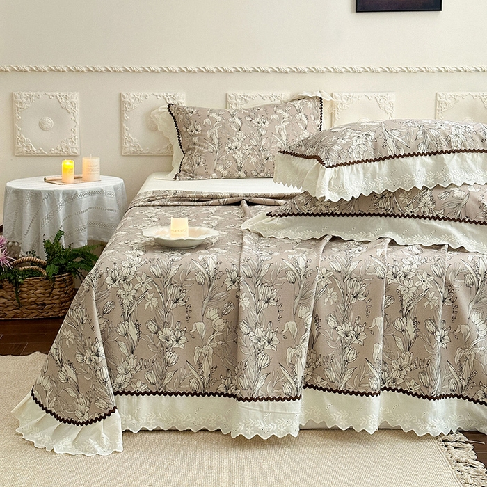 91家纺网 家纺一手货源 找家纺 乐朵家居 2026新款棉麻老粗布三件套 洛思