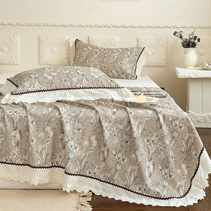 91家纺网 家纺一手货源 找家纺 乐朵家居 2026新款棉麻老粗布三件套 洛思