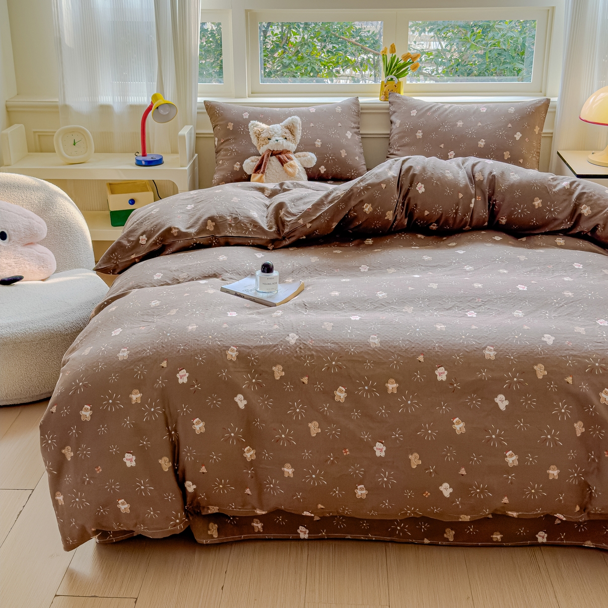 91家纺网 家纺一手货源 找家纺 感遇家纺 2026春夏新款双层纱全棉纯棉系列四件套-第一批 姜饼人