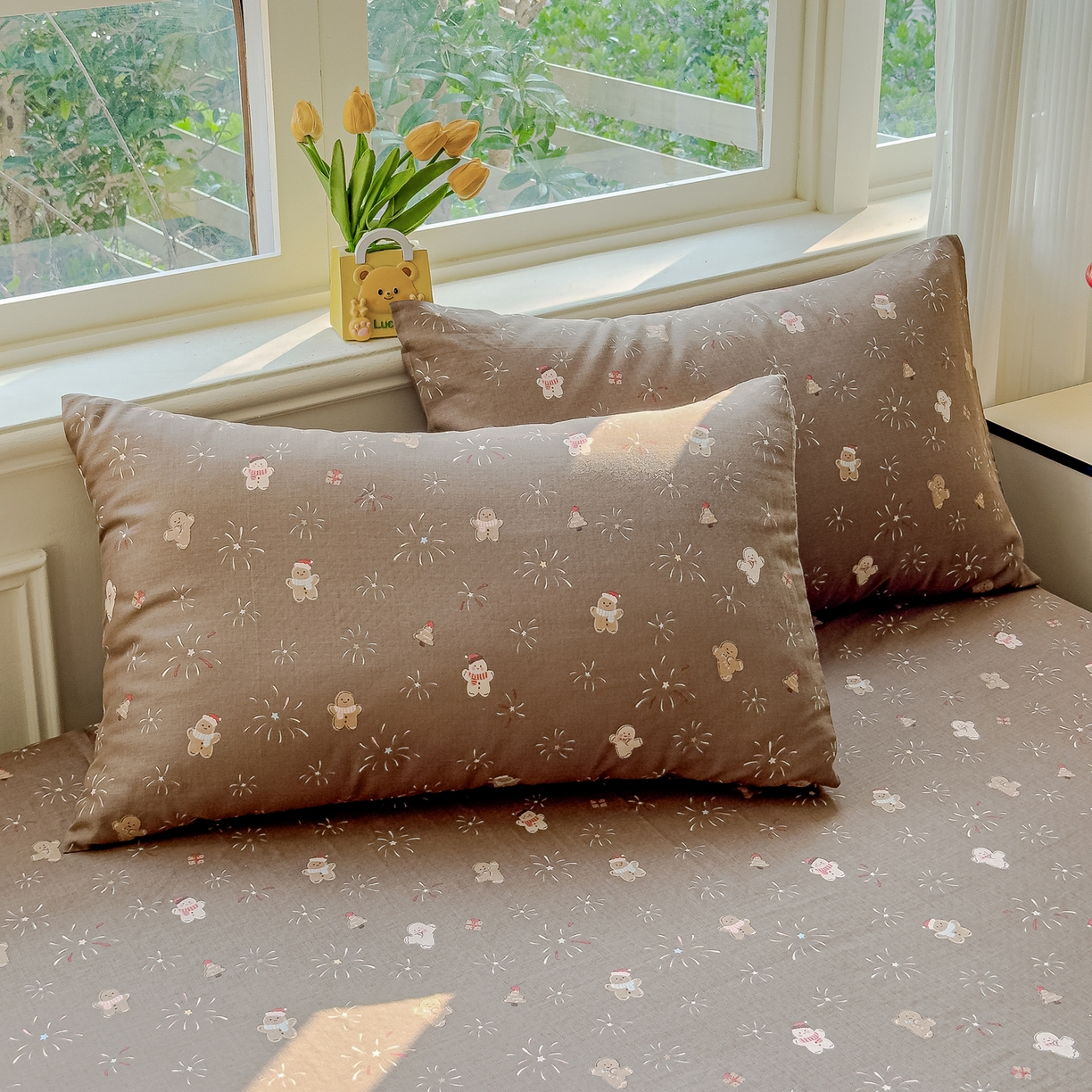 91家纺网 家纺一手货源 找家纺 感遇家纺 2026春夏新款双层纱全棉纯棉系列四件套-第一批 姜饼人