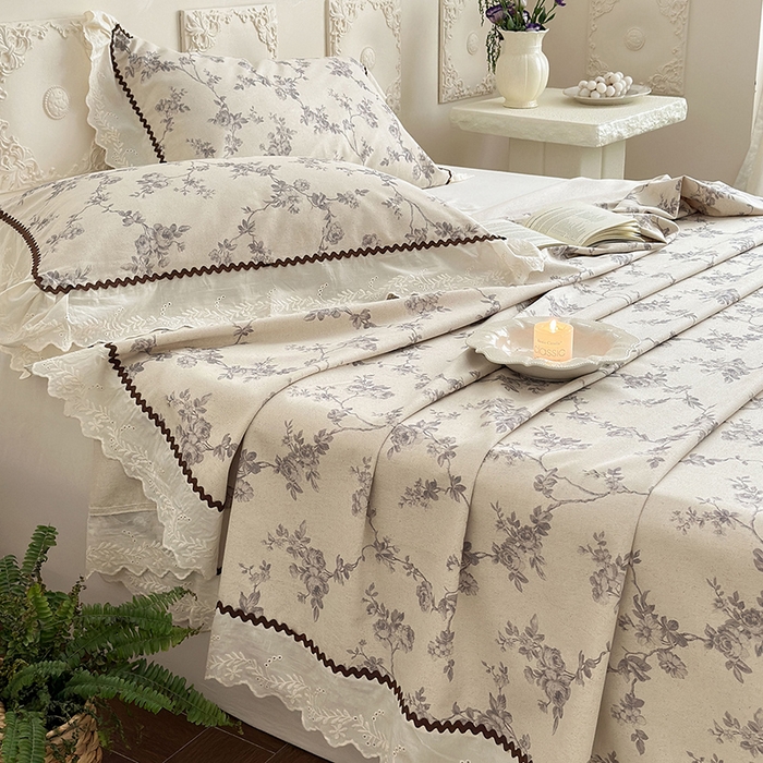 91家纺网 家纺一手货源 找家纺 乐朵家居 2026新款棉麻老粗布三件套 曼语