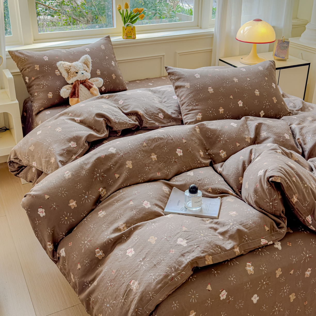 91家纺网 家纺一手货源 找家纺 感遇家纺 2026春夏新款双层纱全棉纯棉系列四件套-第一批 姜饼人