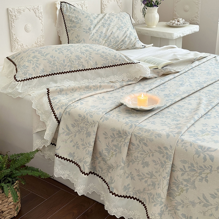 91家纺网 家纺一手货源 找家纺 乐朵家居 2026新款棉麻老粗布三件套 沐霏