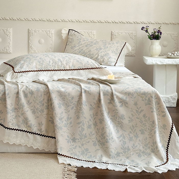 91家纺网 家纺一手货源 找家纺 乐朵家居 2026新款棉麻老粗布三件套 沐霏