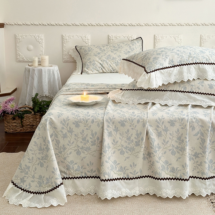 91家纺网 家纺一手货源 找家纺 乐朵家居 2026新款棉麻老粗布三件套 沐霏