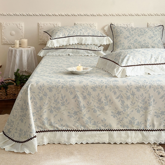 91家纺网 家纺一手货源 找家纺 乐朵家居 2026新款棉麻老粗布三件套 沐霏