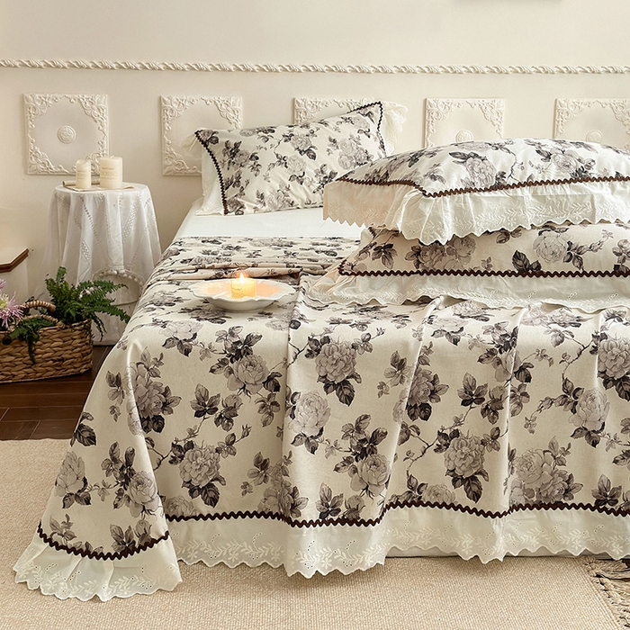 91家纺网 家纺一手货源 找家纺 乐朵家居 2026新款棉麻老粗布三件套 素暖