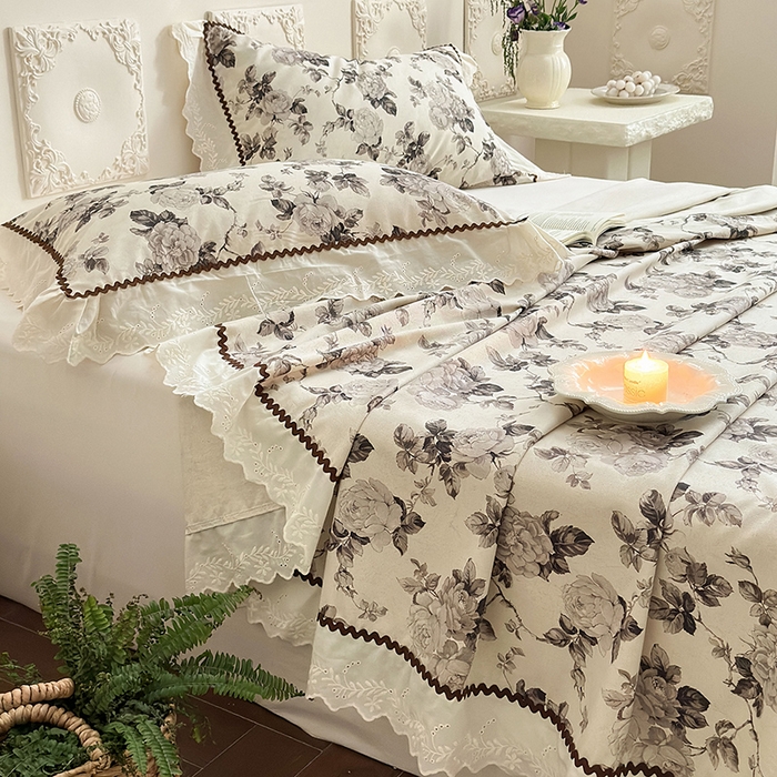 91家纺网 家纺一手货源 找家纺 乐朵家居 2026新款棉麻老粗布三件套 素暖