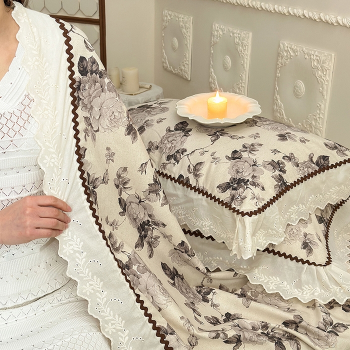 91家纺网 家纺一手货源 找家纺 乐朵家居 2026新款棉麻老粗布三件套 素暖