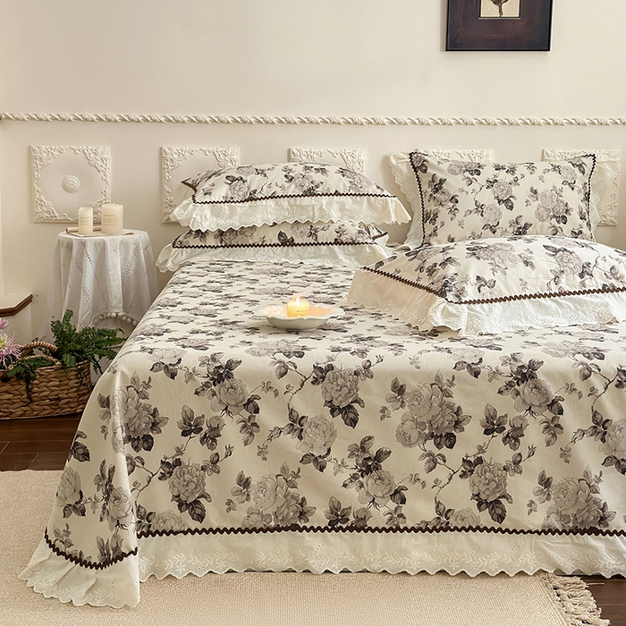 91家纺网 家纺一手货源 找家纺 乐朵家居 2026新款棉麻老粗布三件套 素暖