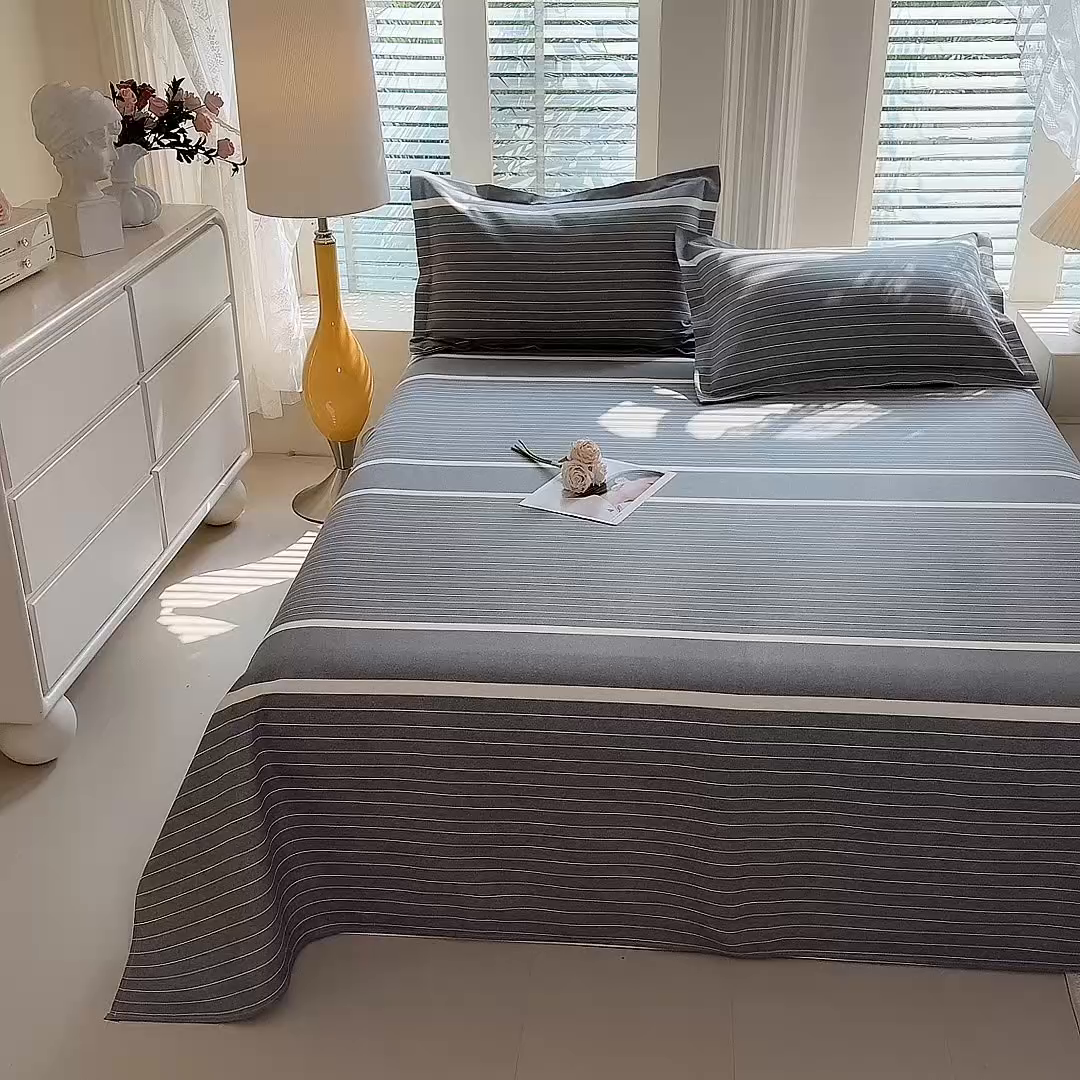 91家纺网 家纺一手货源 找家纺 木易 2026新款原棉老粗布床单凉席三件套 威廉