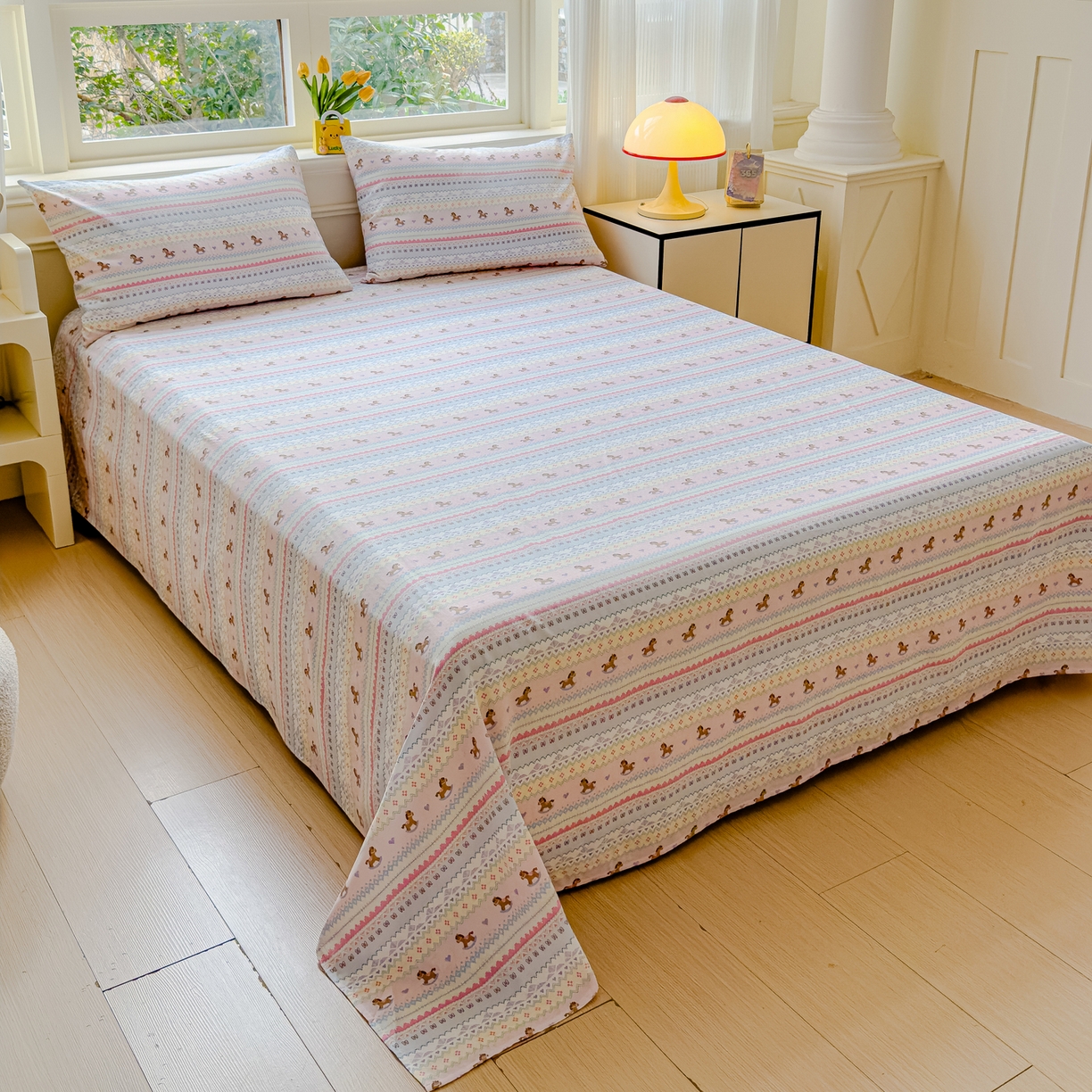 91家纺网 家纺一手货源 找家纺 感遇家纺 2026春夏新款双层纱全棉纯棉系列四件套-第一批 马卡龙