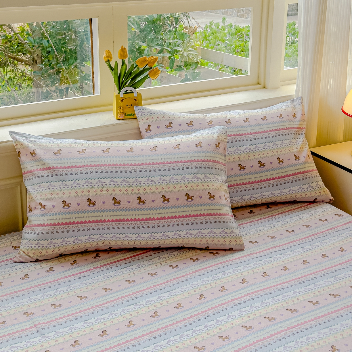 91家纺网 家纺一手货源 找家纺 感遇家纺 2026春夏新款双层纱全棉纯棉系列四件套-第一批 马卡龙