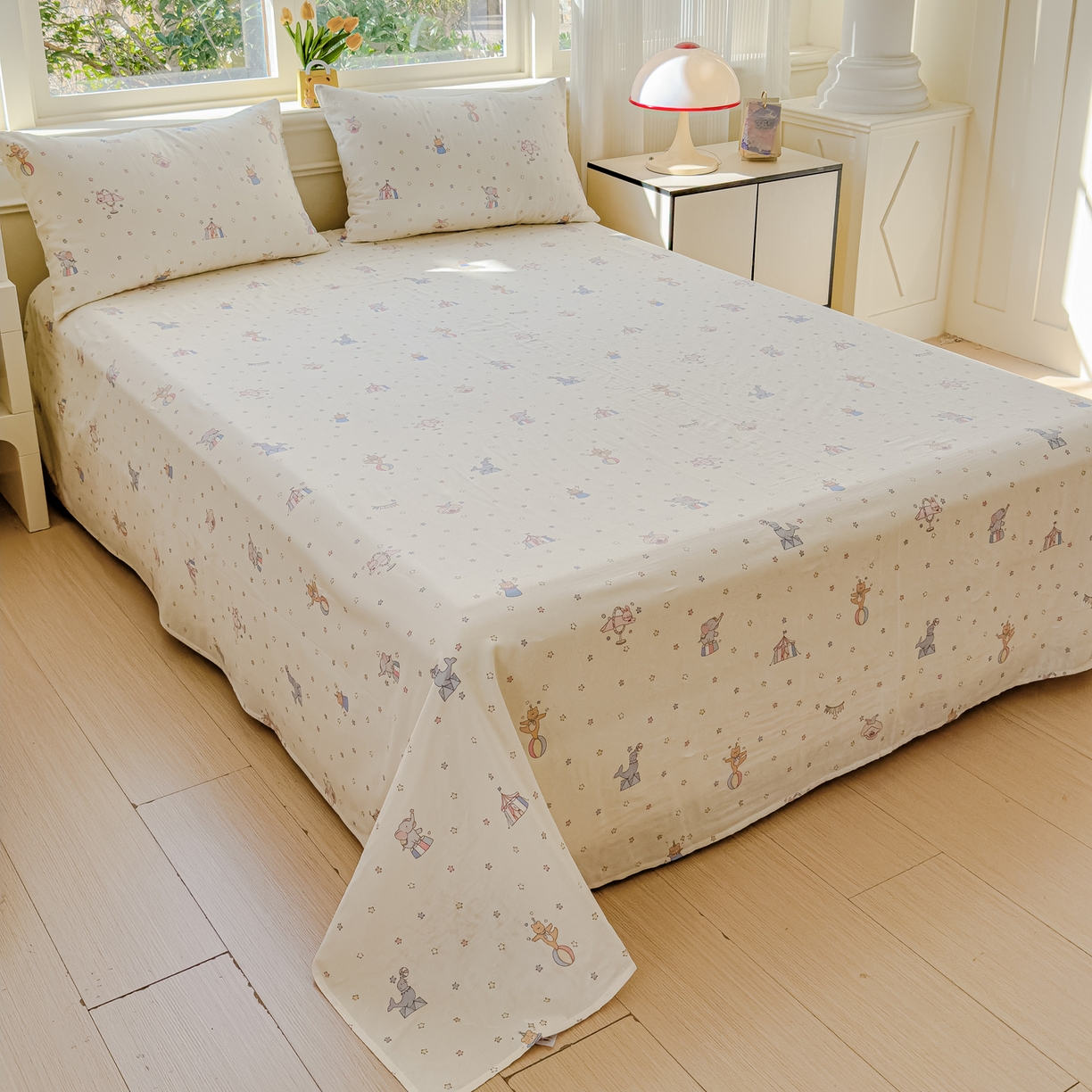 91家纺网 家纺一手货源 找家纺 感遇家纺 2026春夏新款双层纱全棉纯棉系列四件套-第一批 马戏团