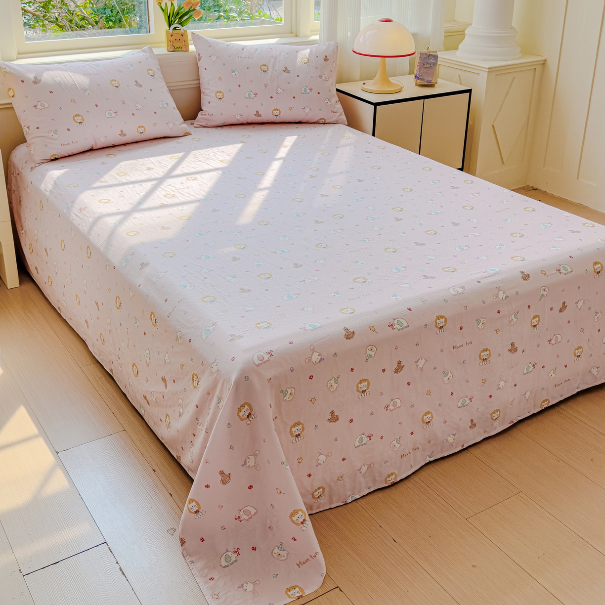 91家纺网 家纺一手货源 找家纺 感遇家纺 2026春夏新款双层纱全棉纯棉系列四件套-第一批 萌宠乐园